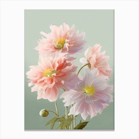 Dahlia Flowers Acrylic Painting In Pastel Colours 4 Canvas Print
