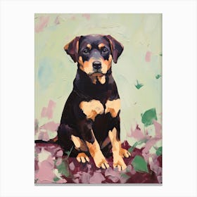 A Rottweiler Dog Painting, Impressionist 1 Canvas Print