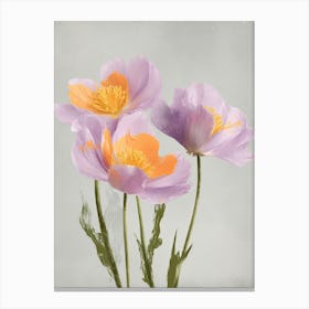 Crocus Flowers Acrylic Painting In Pastel Colours 4 Canvas Print