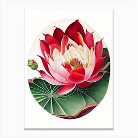Red Lotus Decoupage 3 Canvas Print