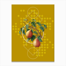 Vintage Wild European Pear Botanical with Geometric Line Motif and Dot Pattern n.0218 Canvas Print