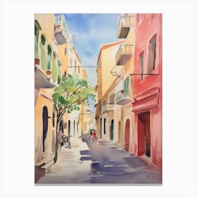 Bari, Italy Watercolour Streets 3 Canvas Print
