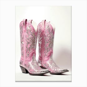 Pink Cowboy Boots, Western Aesthetic, Preppy Aesthetic, Cowgirl, Trendy Canvas Print