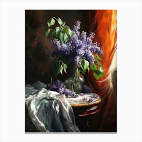 Baroque Floral Still Life Lilac 2 Canvas Print