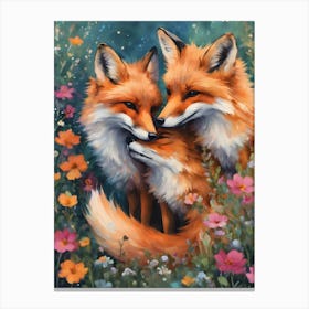 The Fox Family in Summer Canvas Print