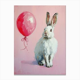 Cute Arctic Hare 2 With Balloon Canvas Print