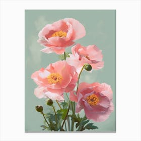 Roses Flowers Acrylic Painting In Pastel Colours 7 Canvas Print