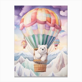 Baby Polar Bear 3 In A Hot Air Balloon Canvas Print