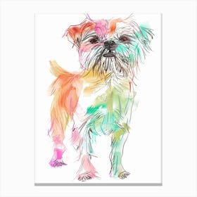 Norfolk Terrier Dog Pastel Line Watercolour Illustration  1 Canvas Print