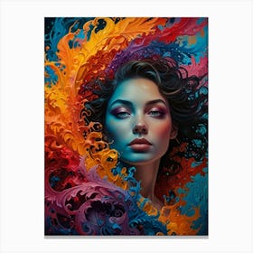 Woman With Colorful Hair 3 Canvas Print