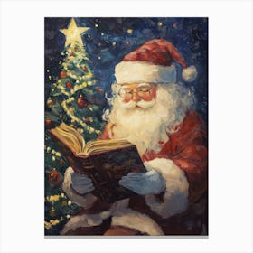 Santa Reading A Book Canvas Print