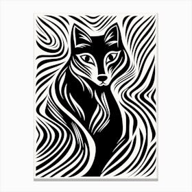 Linocut Fox Illustration 8  Canvas Print