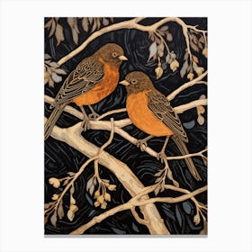Art Nouveau Birds Poster Finch 2 Canvas Print