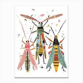 Colourful Insect Illustration Grasshopper 4 Canvas Print