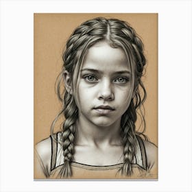 Little Girl With Braids Canvas Print