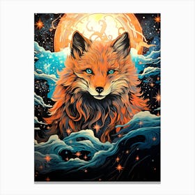 Fox In The Moonlight 1 Canvas Print