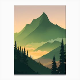 Misty Mountains Vertical Background In Green Tone 4 Canvas Print