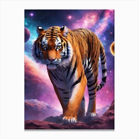 Tiger In Space Art Canvas Print