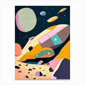 Asteroid Mining Musted Pastels Space Canvas Print