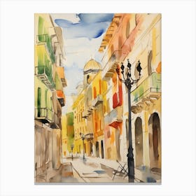 Lecce, Italy Watercolour Streets 3 Canvas Print