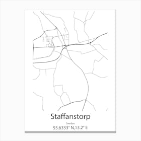 Staffanstorp,Sweden Minimalist Map Canvas Print