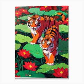 Tiger And Flower Canvas Print