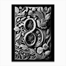 8, Number, Education Linocut Ii Canvas Print