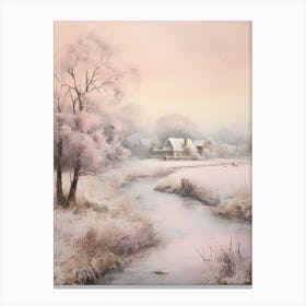 Dreamy Winter Painting Cotswolds United Kingdom 4 Canvas Print