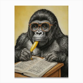 Gorilla In Glasses 1 Canvas Print