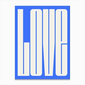 Blue Typographic Love Canvas Print