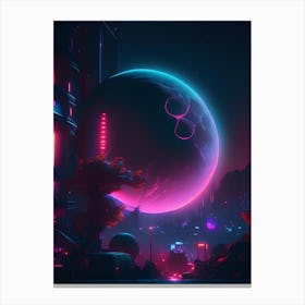 New Moon Neon Nights Space Canvas Print
