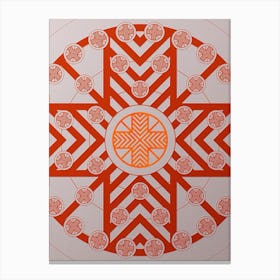 Geometric Abstract Glyph Circle Array in Tomato Red n.0156 Canvas Print