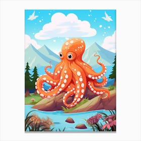 Giant Octopus Kids Illustration 3 Canvas Print