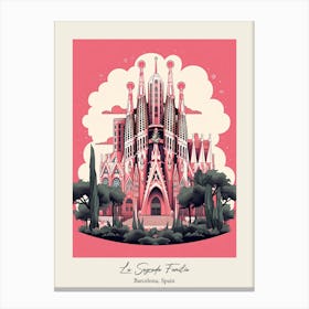 La Sagrada Familia   Barcelona, Spain   Cute Botanical Illustration Travel 7 Poster Canvas Print