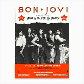 Bon Jovi Born To Be My Baby Memorabilia Original Music Press Advert From 1988 Canvas Print