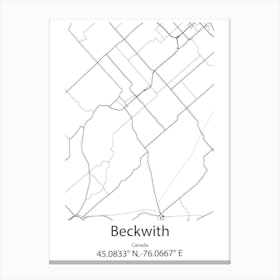 Beckwith,Canada Minimalist Map Canvas Print