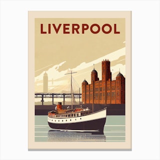 Liverpool Vintage Travel Poster Canvas Print