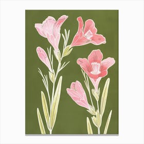 Pink & Green Freesia 4 Canvas Print