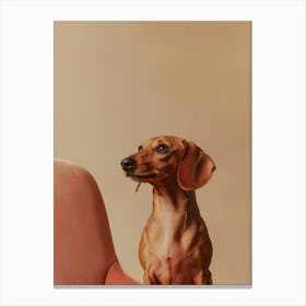 Dachshund Sitting On Pink Chair.Generated AI. Art Print Canvas Print