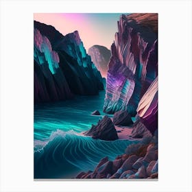 Coastal Cliffs And Rocky Shores, Waterscape Holographic 1 Canvas Print