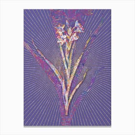 Geometric Sword Lily Mosaic Botanical Art on Veri Peri n.0344 Canvas Print