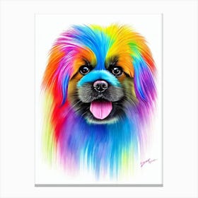 Pekingese Rainbow Oil Painting dog Canvas Print