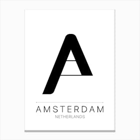 Amsterdam City Typography Wall Canvas Print