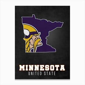 Minnesota Vikings Minnesota State Map Canvas Print