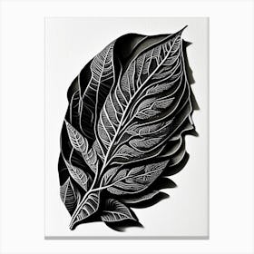 Carob Leaf Linocut 2 Canvas Print