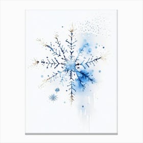 Beauty, Snowflakes, Minimalist Watercolour 1 Canvas Print