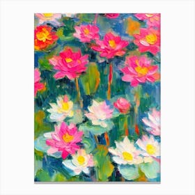 Water Lily Floral Print Abstract Block Colour 2 2 Flower Canvas Print
