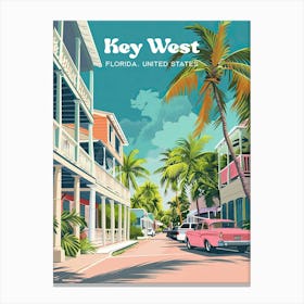 Key West Florida Summer Art Illustration Canvas Print