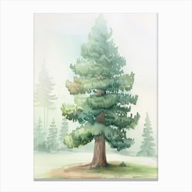 Sequoia Tree Atmospheric Watercolour Painting 2 Canvas Print
