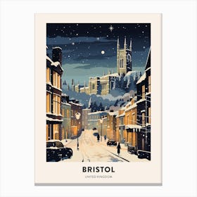 Winter Night  Travel Poster Bristol United Kingdom 2 Canvas Print